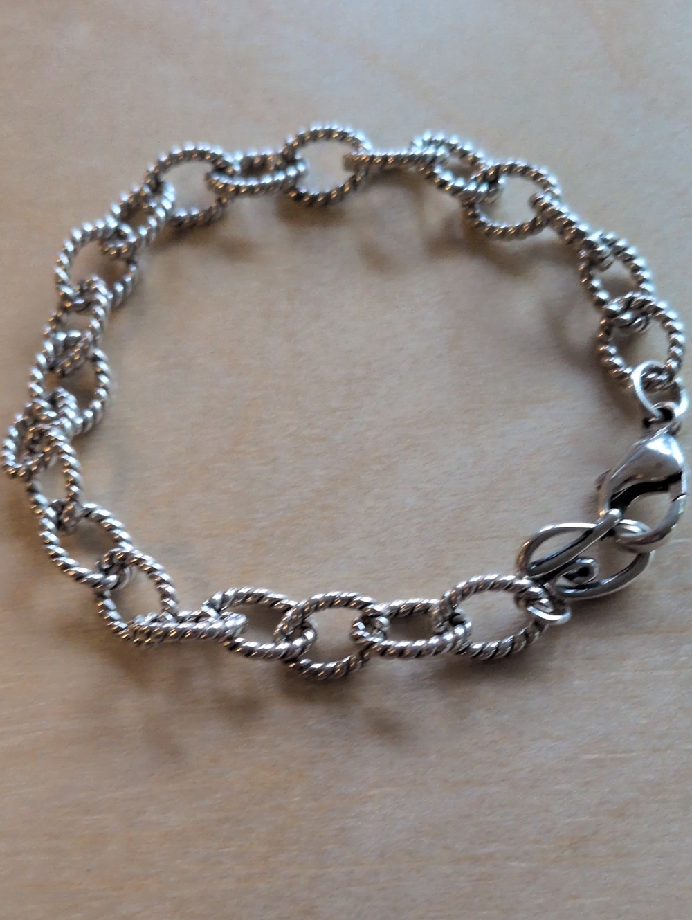 Carolyn Pollack Twisted Rope Sterling Silver Starter Charm Bracelet Vintage